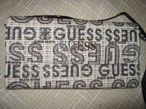 Silver GUESS ladies purse/wallet with detachable strap - Large