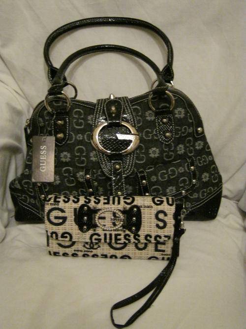 Guess Black Denim Tote bag AND Guess wallet - COMBO DEAL!! CRAZY!