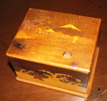 Unusual Wooden Inlaid Cigarette Dispenser