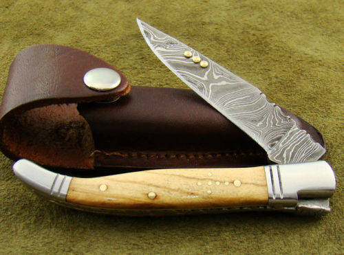 Hand Made Damascus Steel Folding Knife