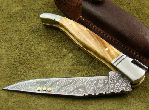Hand Made Damascus Steel Folding Knife