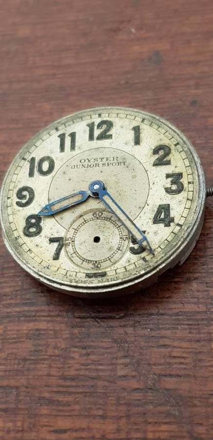 1940"s ROLEX OYSTER JUNIOR SPORT FACE/MOVEMENT FOR REPAIR/SPARES
