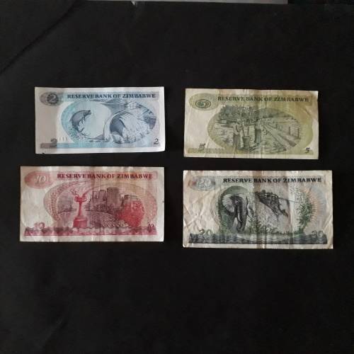 Complete of Zimbabwe dollar notes series 1,2,3,4,5 from first issue to 2009