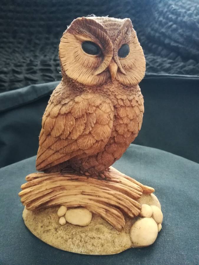 Beautiful resin owl, nature studies.