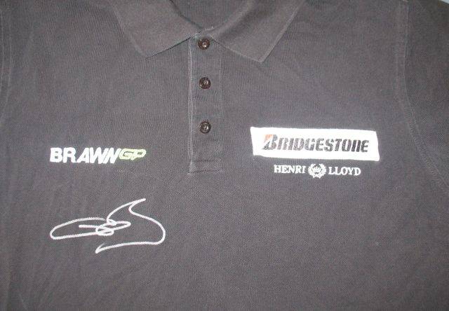 Jensen Button Signed Brawn Pitcrew Shirt
