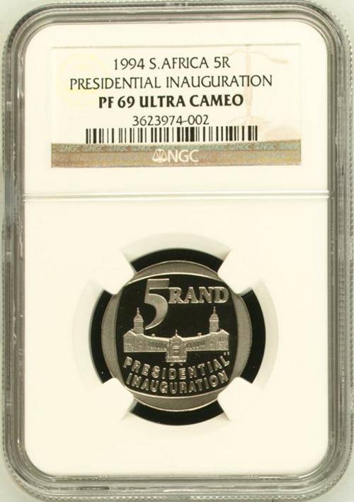 1994 PF69 Ultra Cameo Presidential Inauguration R5 Coin - BUILDING IN FRONT - THE FIRST EVER !