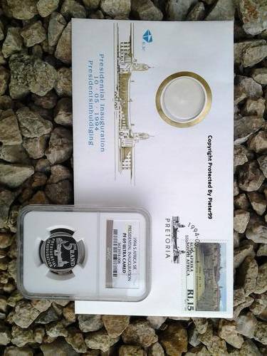 1994 PF69 Ultra Cameo Presidential Inauguration R5 Coin - WITH FDC - BUILDING IN FRONT -