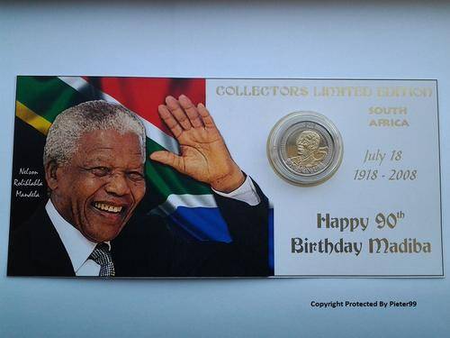 ** Collectors Limited Edition ** 2008 Nelson Mandela 90th Birthday R5 Coin Pack
