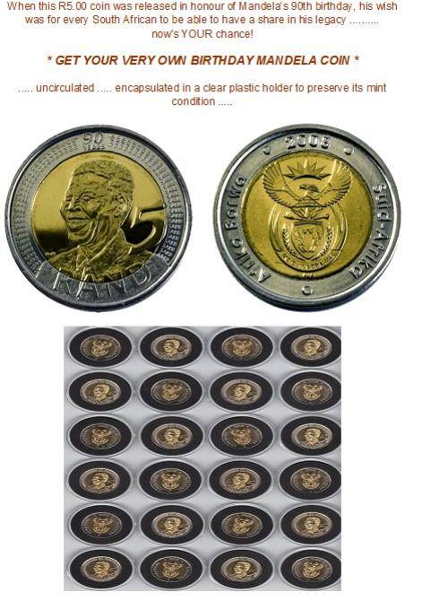 Mandela 90th Birthday 2008 R5 - Capsulated and Uncirculated - Great Condition. - Price Per Coin.
