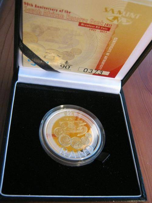 Sealed - SARB 90th ANNIVERSARY PROOF R5 SILVER GOLD PLATED CROWN