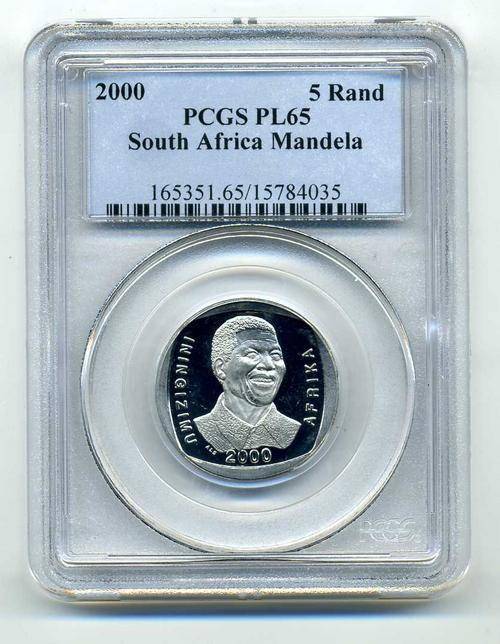 PL65 PROOF LIKE PL 65 PCGS Graded Nelson Mandela R5 2000 Coin - High Grade !!