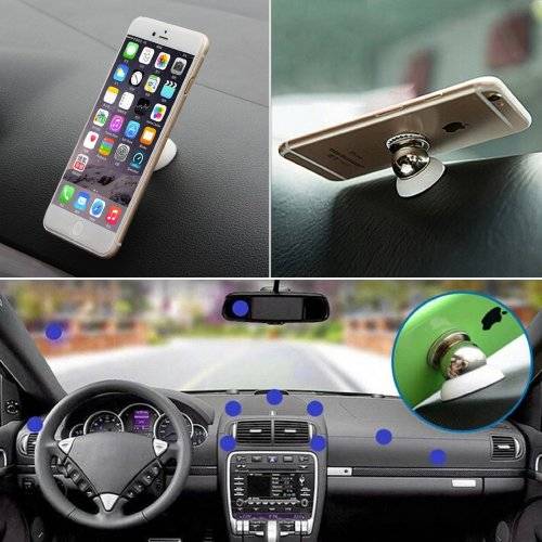 Magnetic Car Mount Kit Ball Holder For Smart Phones GPS and so on 360 Degrees Rotating (Black Color)