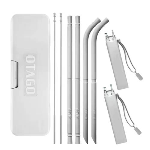 OTAGO Reusable Collapsible Silicone Straws with Travel Case Set of 9, BPA Free