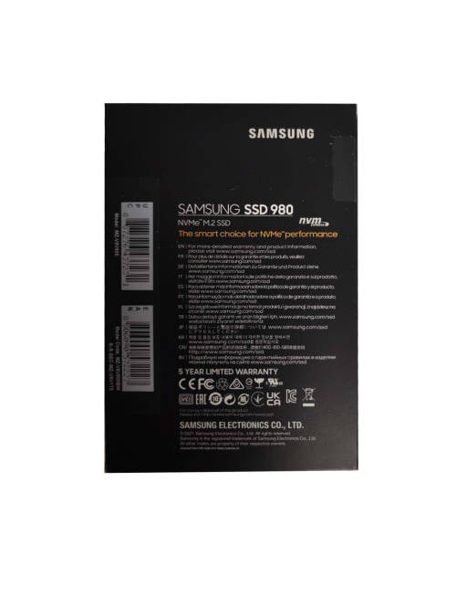 Samsung 980 500GB M.2 PCI-e 3.0 NVMe Solid State Drive (SSD) / Maximum Read Speed 3,100 MB/s / Maxim