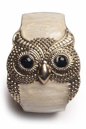 Enamel Vintage Style Retro Owl Cuff Bangle Bracelet (White)