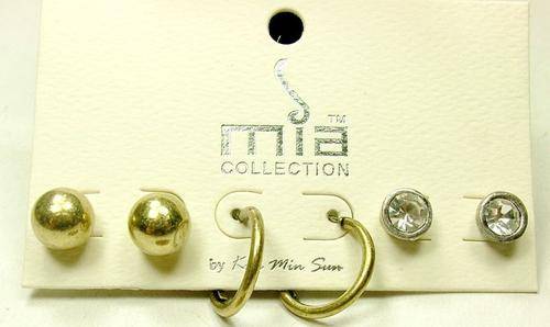 ***True Grace Accessories*** 3 Pairs Retro Vintage Bronze Stud / Hoop Earrings SET