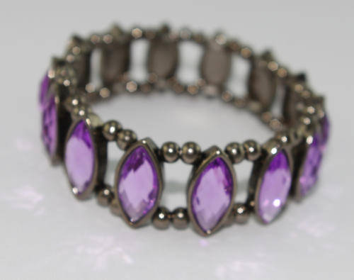 Mysterious Violet Rhinestone Bracelet Stretch Natural
