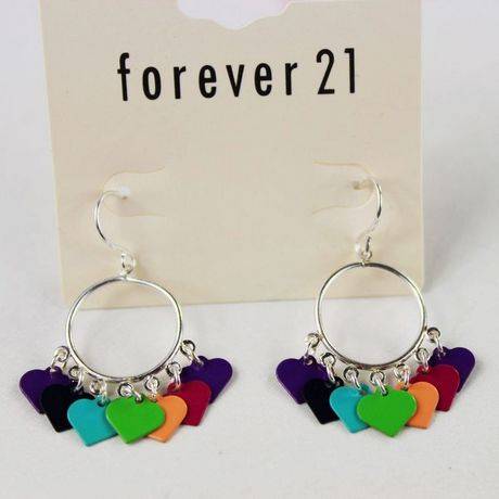 ***True Grace Accessories*** Cute Colorful Heart Hoop Dangle Earrings