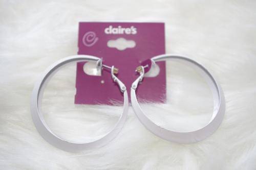 ***True Grace Accessories*** Simple Hoop Metallic White Earrings