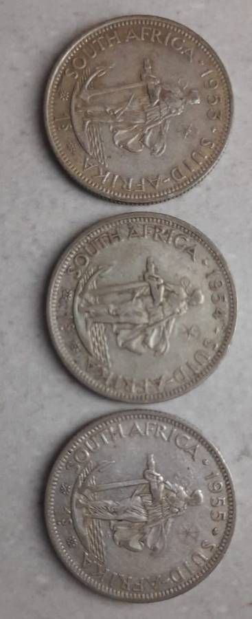 SA Union: 1953, 1954 and 1955 1 Shilling 1s)