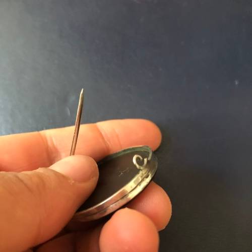 Pietra Dura Oval Forget Me Not Antique Silver Brooch