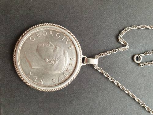 1951 5 Crown coin mounted as a pendant