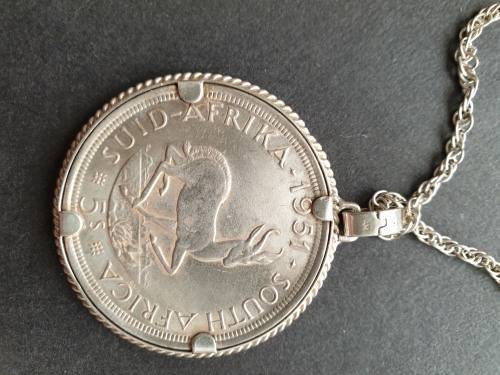 1951 5 Crown coin mounted as a pendant