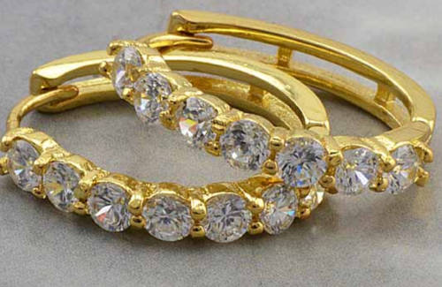 All Round 9K  Gold Filled Hoop Earings with stunning CZ