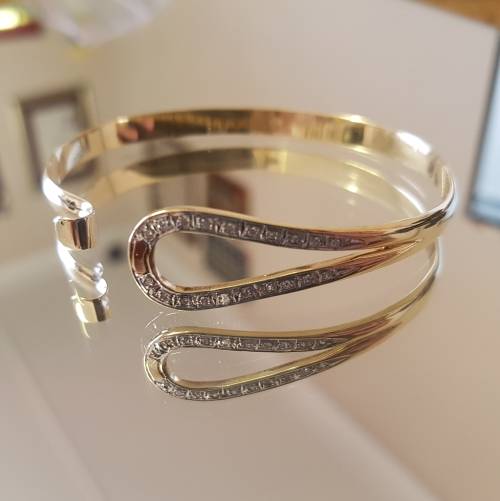 Stunning Gold and Diamond Lock Bangle