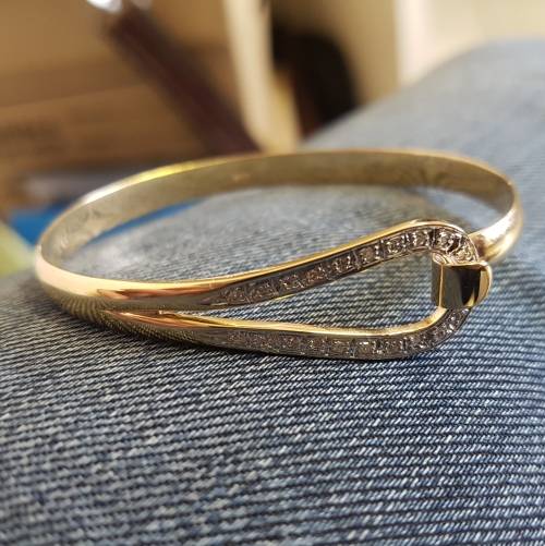 Stunning Gold and Diamond Lock Bangle