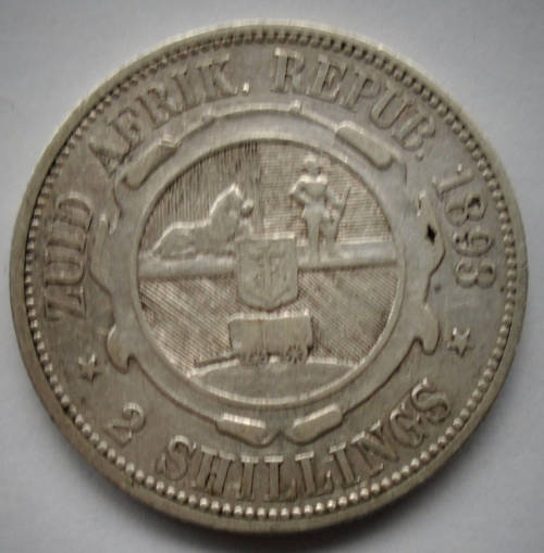 1893 ZAR 2 SHILLING SILVER KRUGER COIN