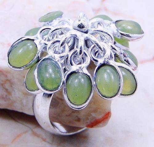 QUARTZ PERIDOT .925 SILVER RING US Size 9 ; (Z12603)