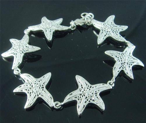 Nice 925 sterling silver starfish Chian Bracelet