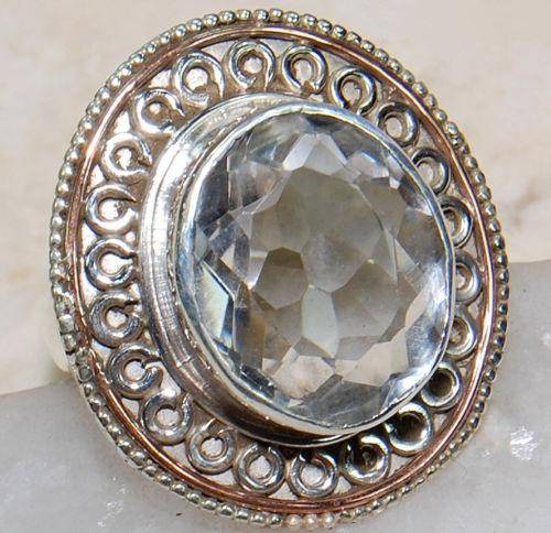 Gorgeous White Topaz 925 Sterling Silver Ring Sz 8.75