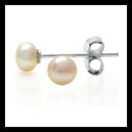 LOW START! Stunning 4MM Natural Peach Pearl 925 Sterling Silver Stud Earrings