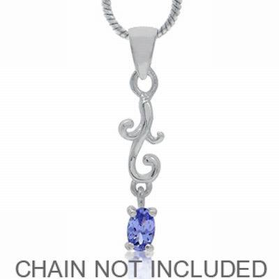 FREE SHIPPING!! Rich Blue Natural Tanzanite 925 Sterling Silver Vine Pendant