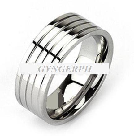 **NO RESERVE!**NEW!! QUAD GROOVE SATIN MIRROR FINISH SOLID STAINLESS WEDDING RING