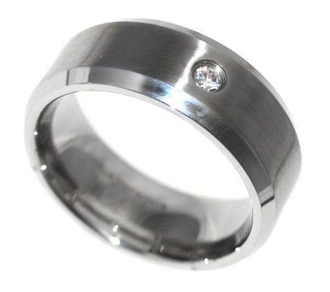 **FREE SHIPPING!!**SATIN FINISH - MENS 0.10CTW STAINLESS STEEL WEDDING RING SIZE 11
