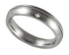 **SATIN FINISH - 0.03CTW CZ ELEGANT STAINLESS STEEL WEDDING RING size 6