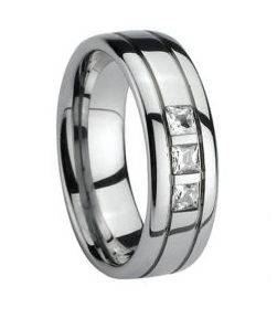 **FREE SHIPPING!!!**0.60CTW STUNNING PRINCESS CUT CZ TUNGSTEN CARBIDE MEN'S WEDDING RING size 13