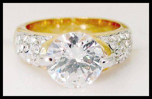 **STUNNING 35 STONE RING!!! - CZ DIAMONDS SET IN 18K YELLOW  GOLD GP size 7