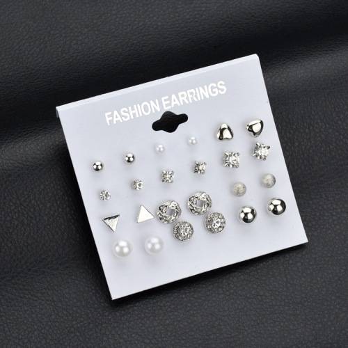 12 Pair/set Women Antique Stud Earrings