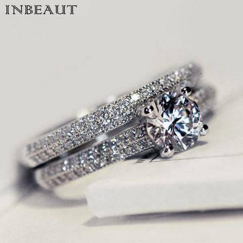 Stunning White Gold Filled Sparkling Set of Rings