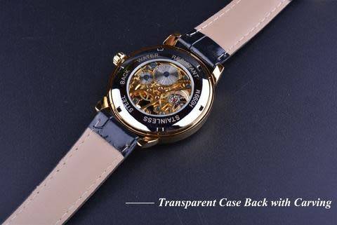 Forsining 3d Logo Design Leather Skeleton Mechanical Watch