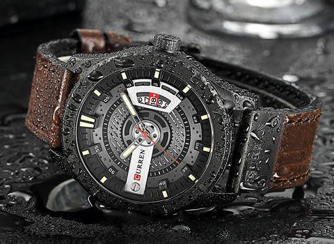 CURREN Men's 3d Leather Strap Military Sports Watch