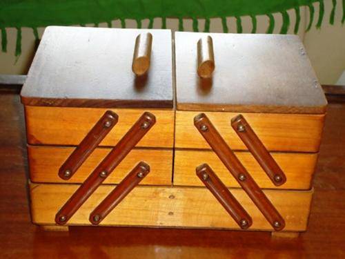 Antique fold out Sewing Box