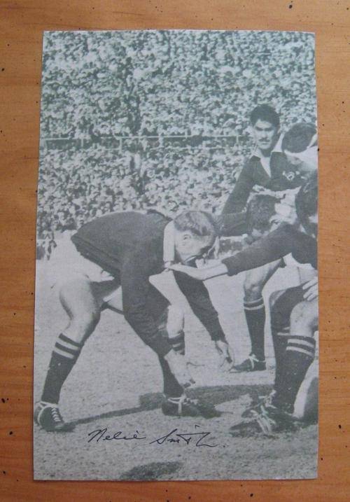 Picture with original autograph of NELIE SMITH -former Springbok rugby player and captain in 9 tests