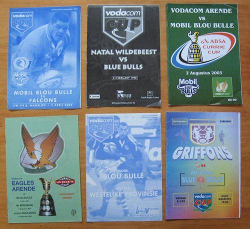 Six BLUE BULLS official rugby programmes sold together