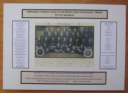1906/07 SPRINGBOK RUGBY TEAM IN THE BRITISH ISLES AND FRANCE