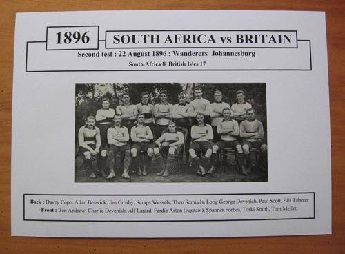 SOUTH AFRICA vs BRITAIN - 1896 - second test at the Wanderers in Johannesburg
